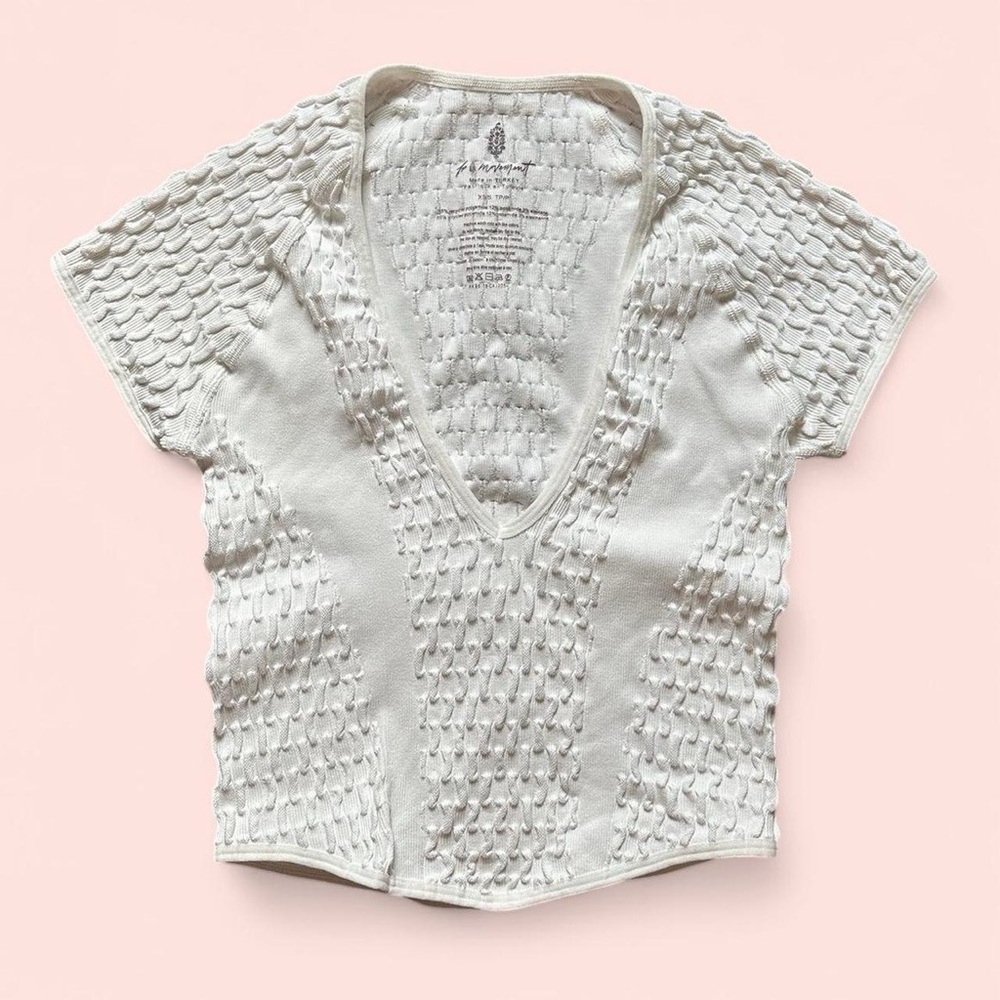 White Textured Free People Movement Top